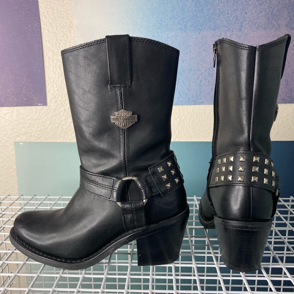 HARLEY-DAVIDSON MENS SCOUT LEATHER BOOTS - BLACK - Picture 4 of 9